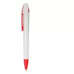 Ручка пластиковая, шаровая  белая с красным 
