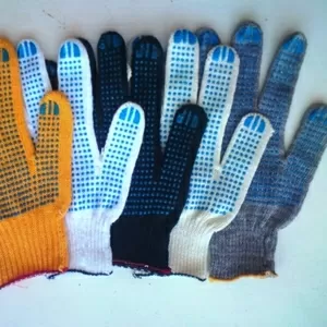 Рабочие,  трикотажные перчатки (рукавицы) с ПВХ покрытием