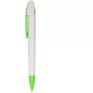 Ручка пластиковая, шаровая белая с зеленым    