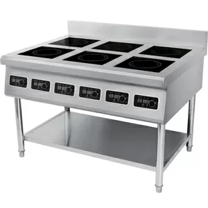 Индукционная плита шестиконфорочная профессиональная. Размеры: 1200x90