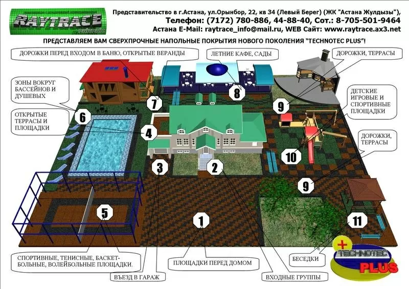 Напольное покрытие из резиновой крошки в виде плит TECHNOTEC PLUS SP 2
