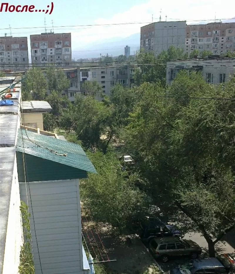 Ремонт балконного козырька на балконе в Алматы