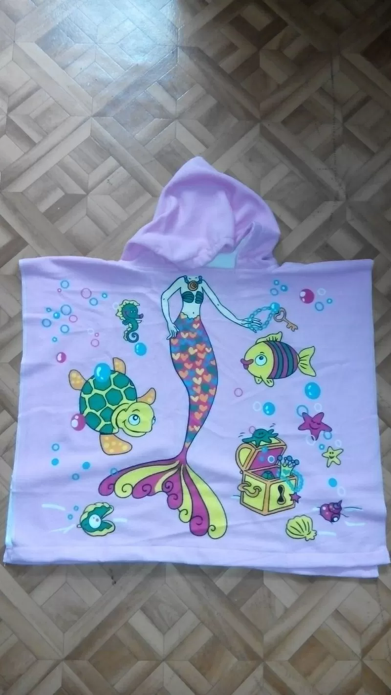 Яркие детские полотенца пончо с героями мультфильмов