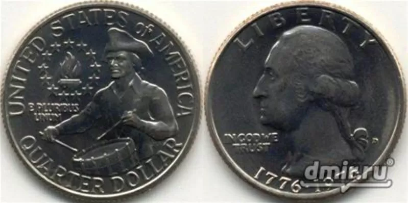 Монета USA Quarter Dollar 1776-1976 (барабанщик)(перевертыш)