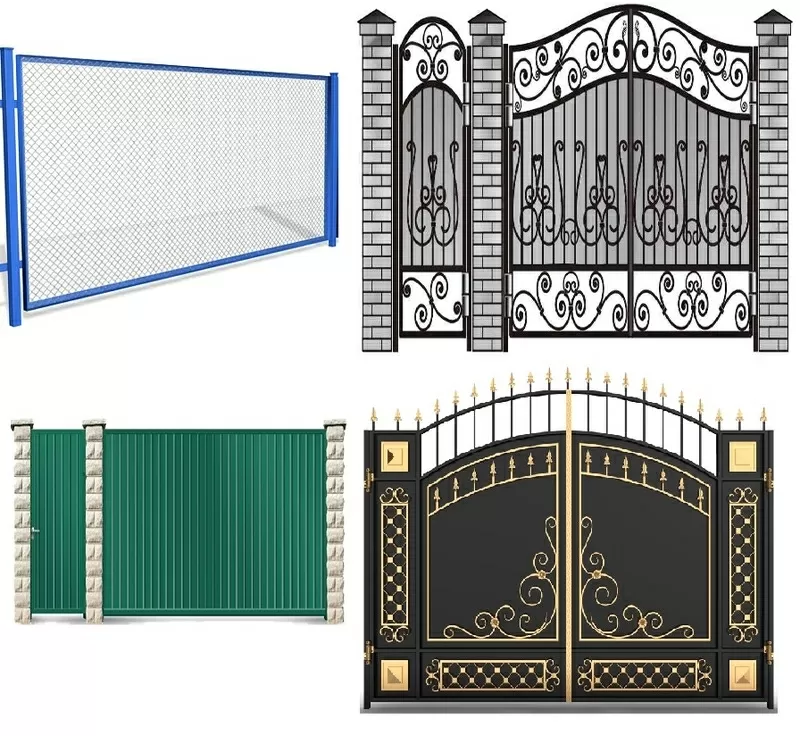 Металлические ворота и ограждения с элементами ковки