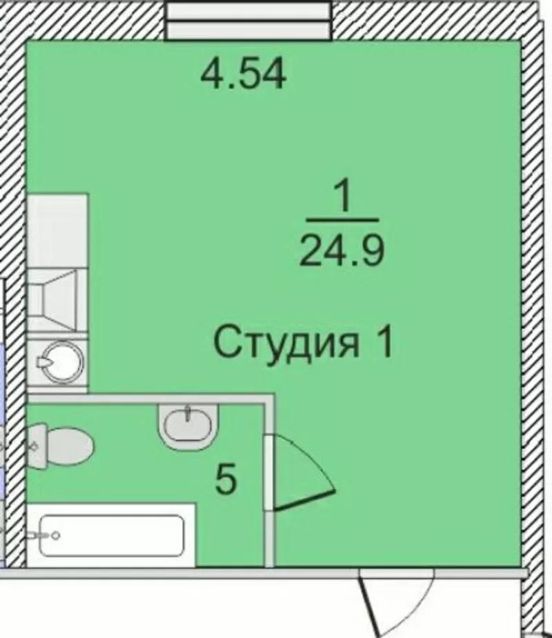 1-комнатная квартира,  Толе би — Тлендиева за 7.6 млн тг