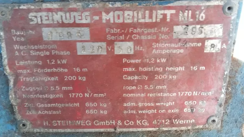 SteinWeg Mobillift 16/250 3