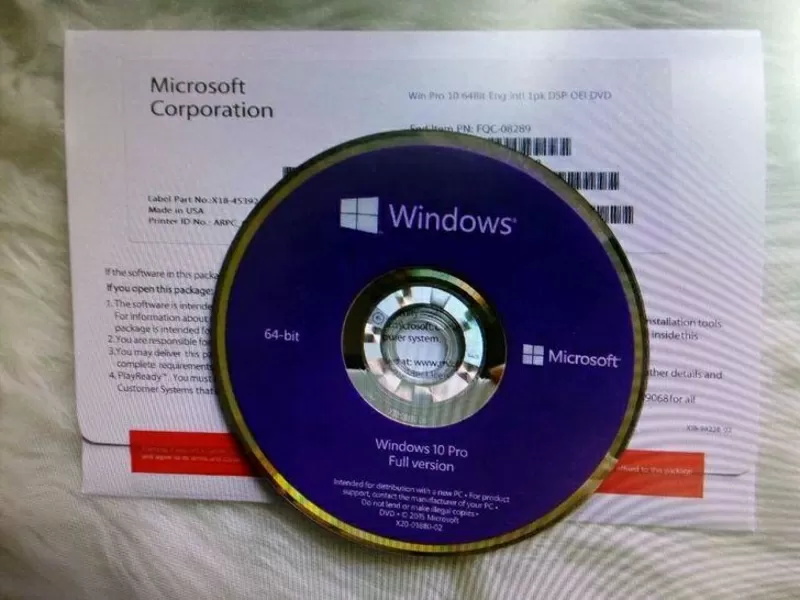 Microsoft Windows 10 pro oem 3264,  bt