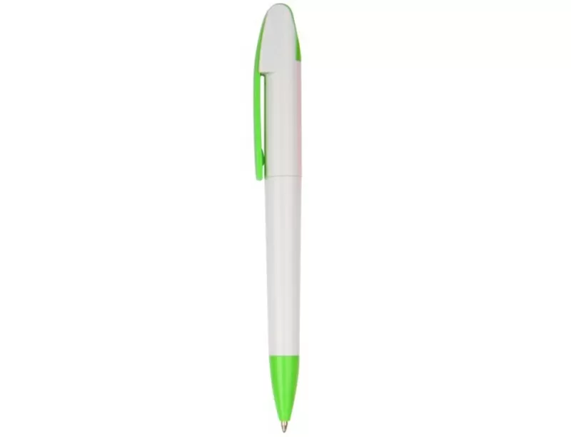 Ручка пластиковая, шаровая белая с зеленым    