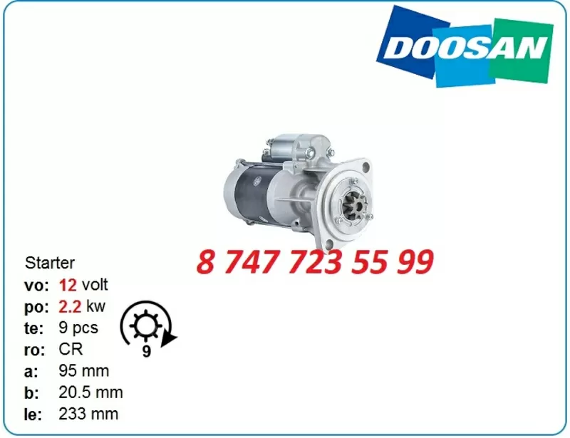 Стартер на мини экскаватор Doosan Solar s55,  s50 12991077022 3