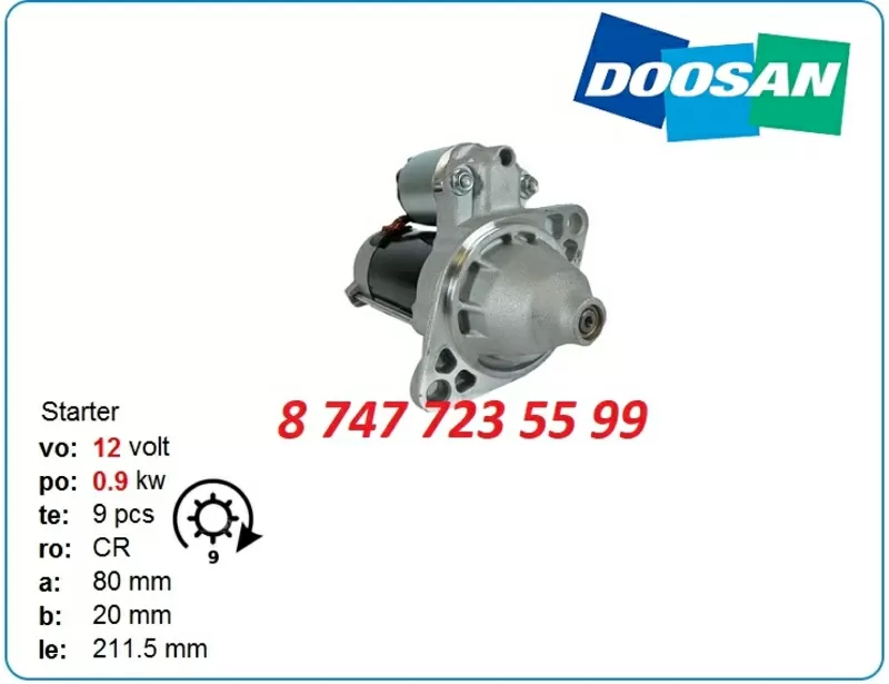 Стартер Doosan dx55,  Solar 035 119717-77010 3