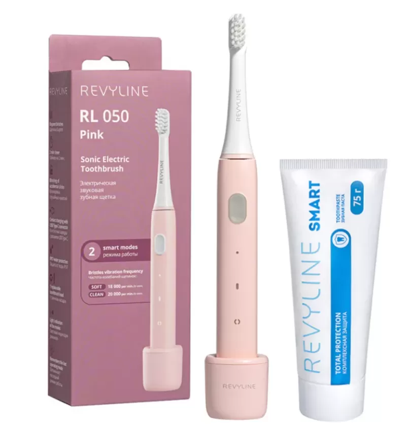 Звуковая щетка Revyline RL050 Pink + зубная паста Смарт