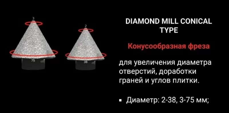 Алмазные фрезы-KATANA Diamond Mill Conical Type