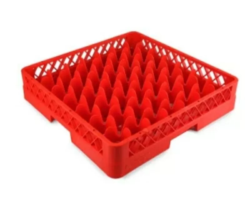 Кассета для фужеров 49 секций,  красная (полипропилен) используется для