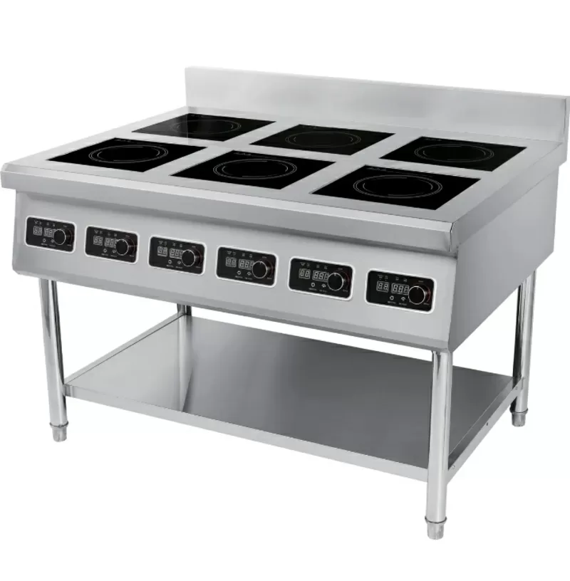 Индукционная плита шестиконфорочная профессиональная. Размеры: 1200x90