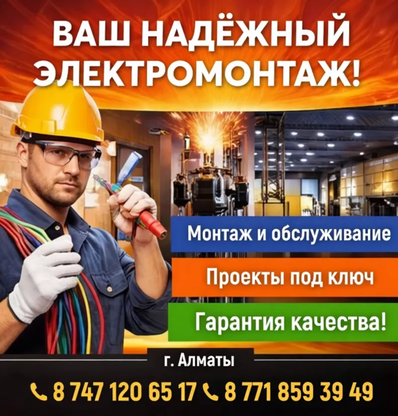 ЭЛЕКТРОМОНТАЖ ЛЮБОЙ СЛОЖНОСТИ В АЛМАТЫ