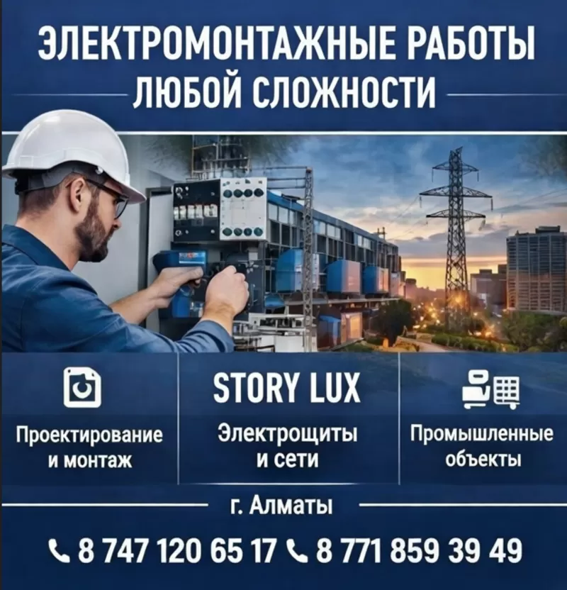 ЭЛЕКТРОМОНТАЖ ЛЮБОЙ СЛОЖНОСТИ В АЛМАТЫ 2