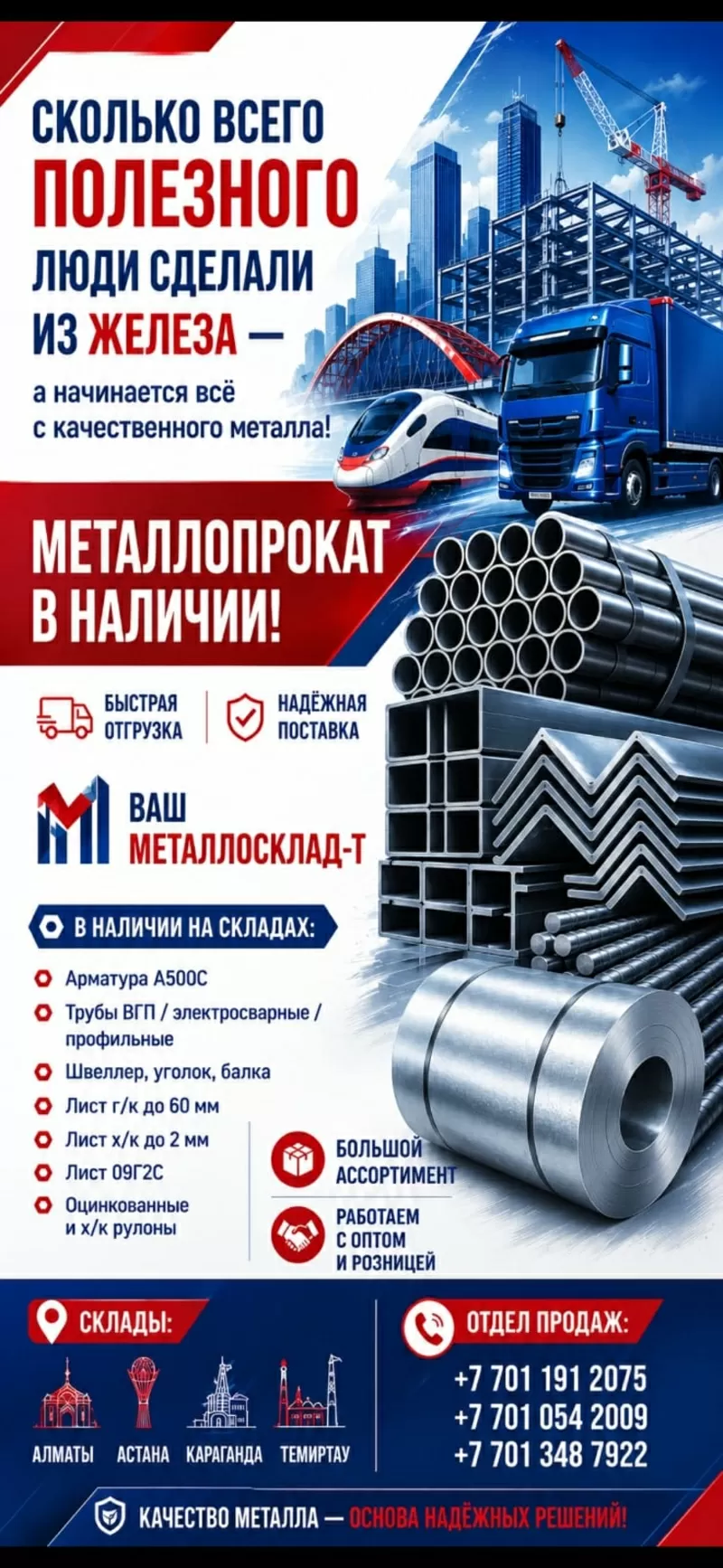 Арматура,  швеллер,  уголок,  трубы,  лист,  оцинкованный рулон.